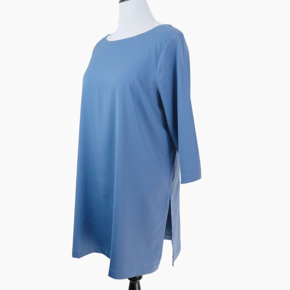 J Jill Size L Wearever Easy Care Boat Neck Tunic Top Moonlit Sky Blue